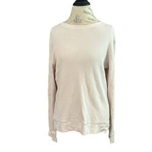 Everlane cream beige waffled long sleeve sweater sz M